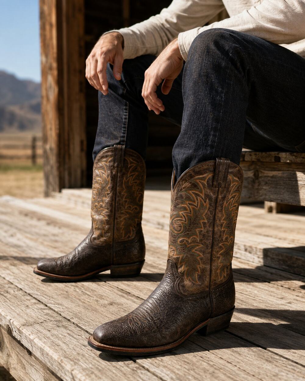 Tony Lama Brown Tan Leather Cowboy Boots Western Men’s 10 Kruass Classic